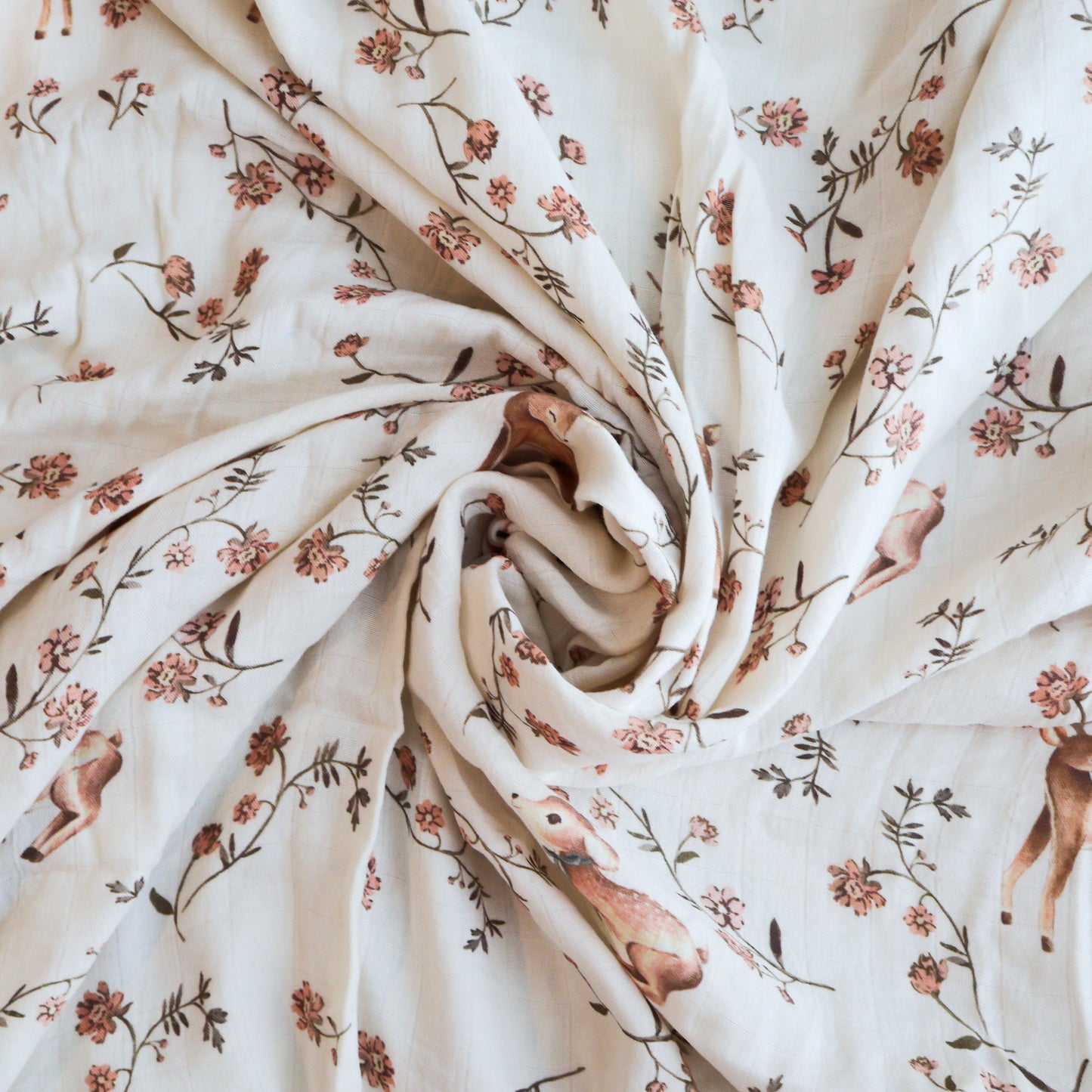 Fouriu Organic Bamboo Swaddle Blanket- Forest Fawn