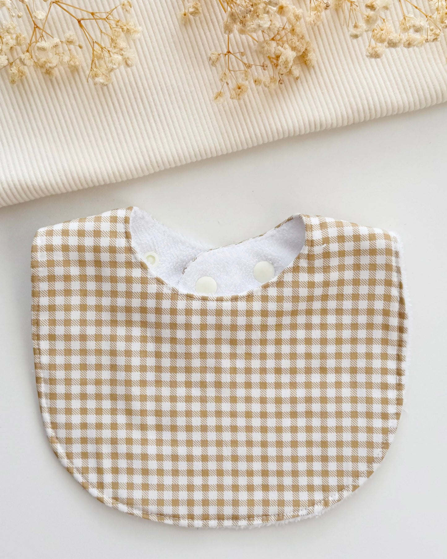 Little Henry Baby Bib- Beige Gingham