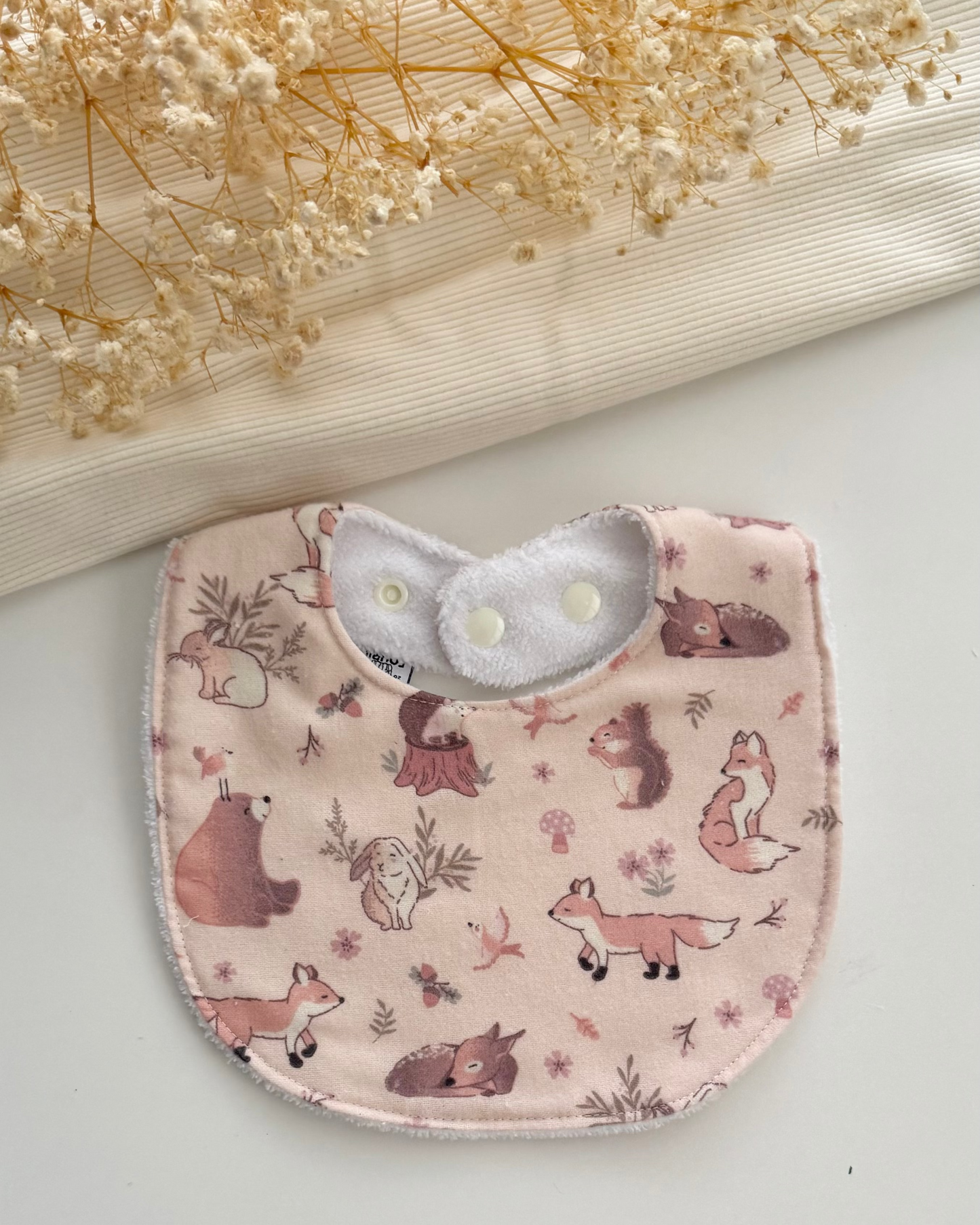 Little Henry Bib- Woodland Animals Nude ( UNISEX)