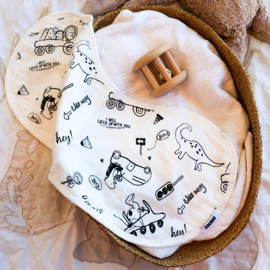 Organic Bamboo Cotton Baby Burp Cloth- Burpasaurus Rex