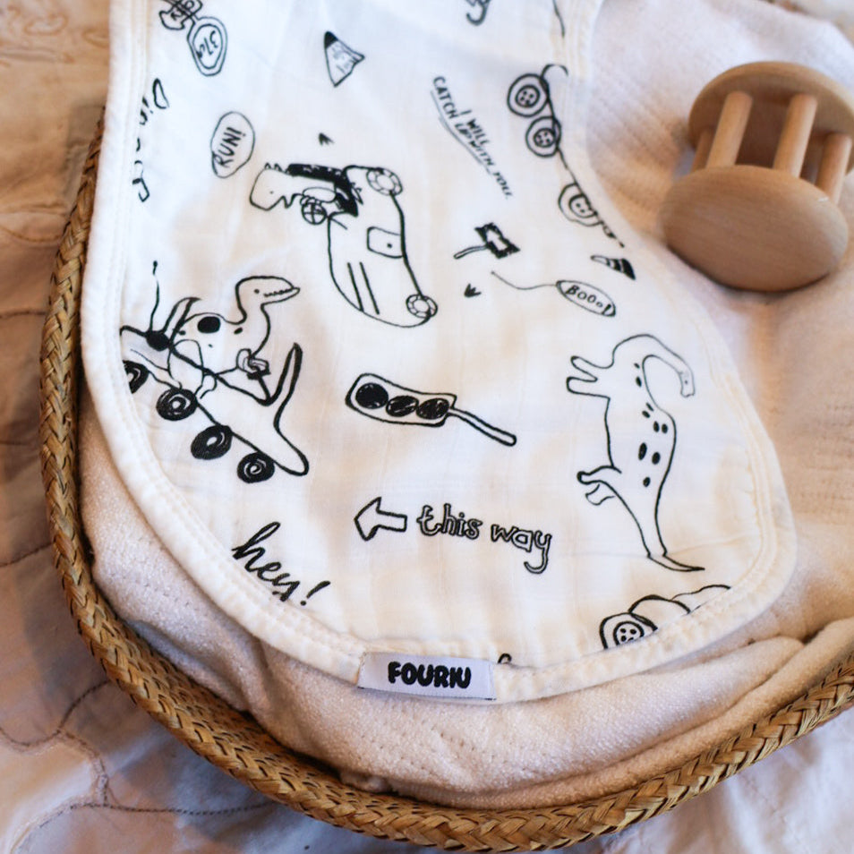 Organic Bamboo Cotton Baby Burp Cloth- Burpasaurus Rex