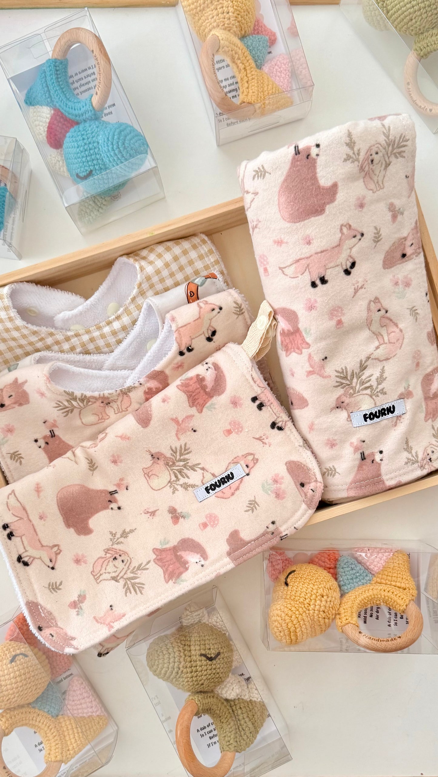 Handmade Baby Essential Gift Set- Woodland Animals Nude