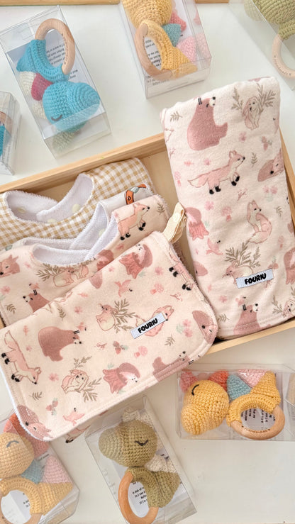 Handmade Baby Essential Gift Set- Woodland Animals Nude
