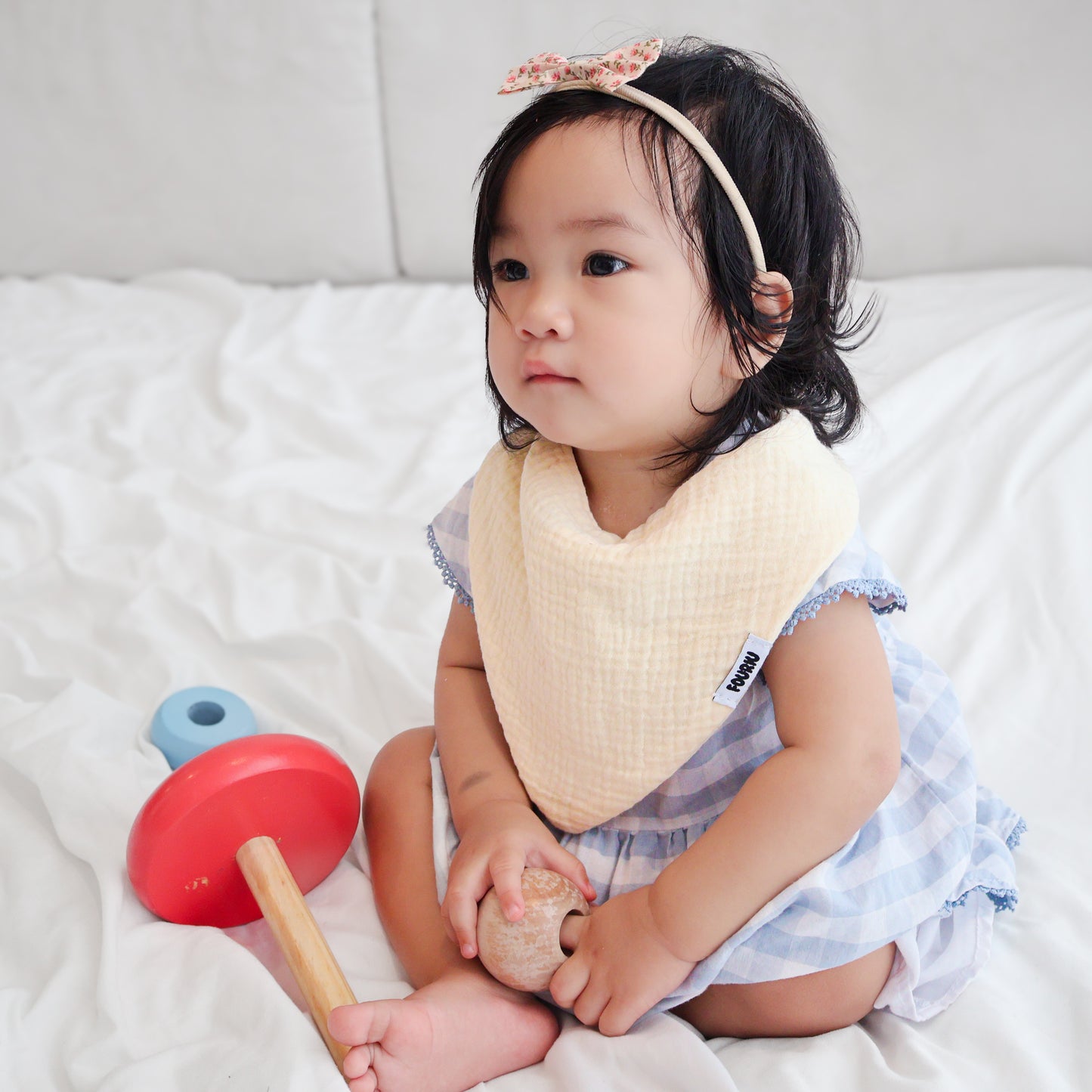 Fouriu Muslin Cotton Bandana Bib- Nile Green