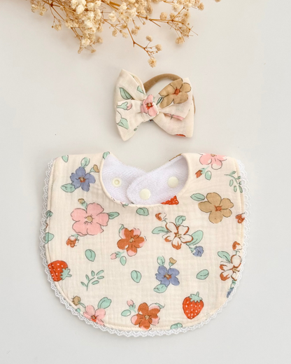 Sofia Baby Bib- Flowers and Strawberries