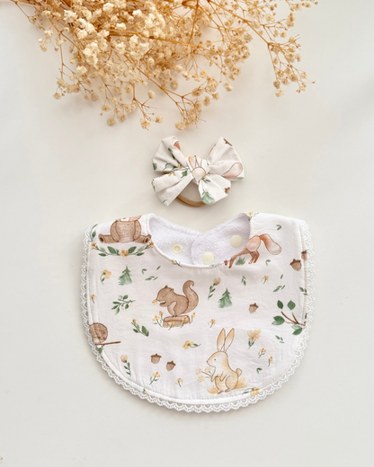 Sofia Baby Bib- Squirrels and Friends