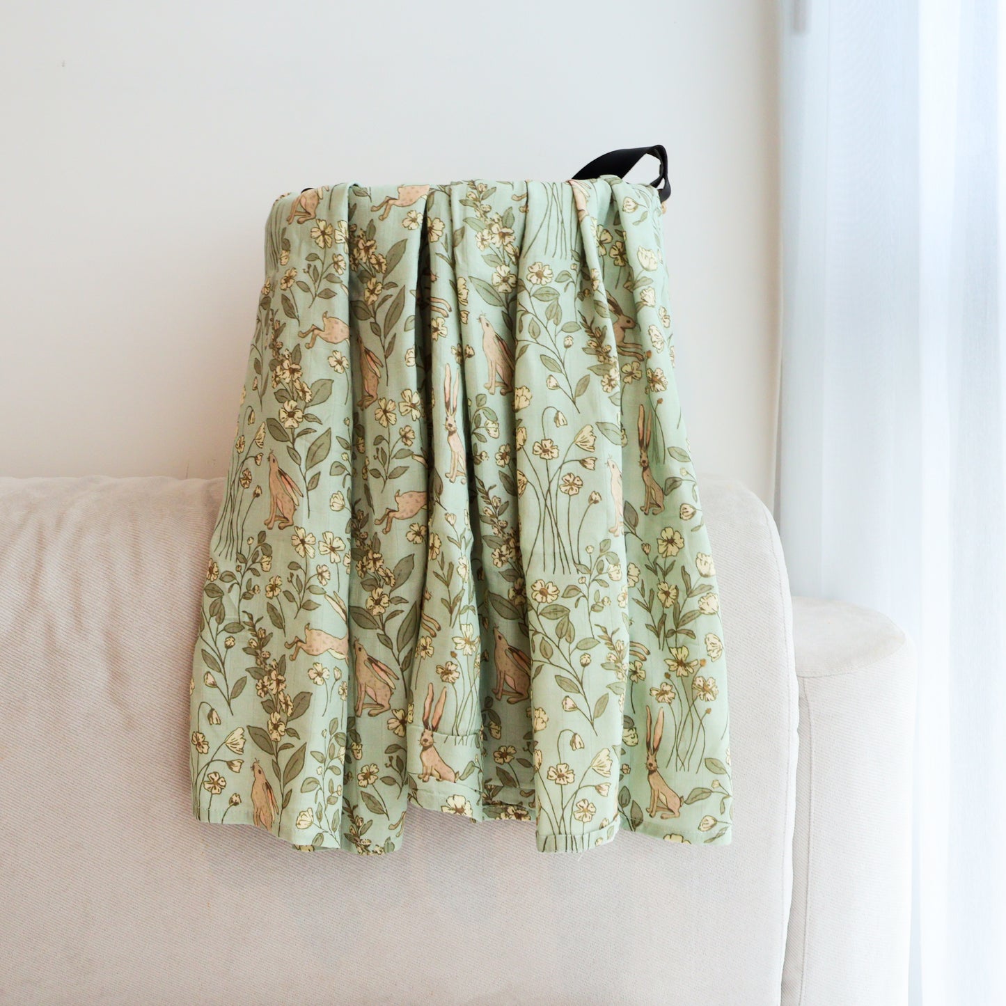 Fouriu Organic Bamboo Swaddle Blanket- Whimsical Bunny