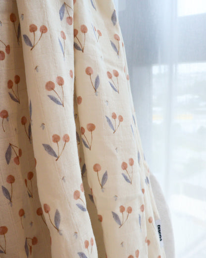 Fouriu Organic Bamboo Swaddle Blanket- Cherry Love