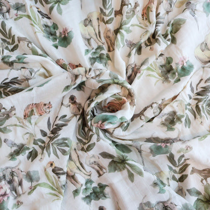 Fouriu Organic Bamboo Swaddle Blanket- Jungle Jaunt