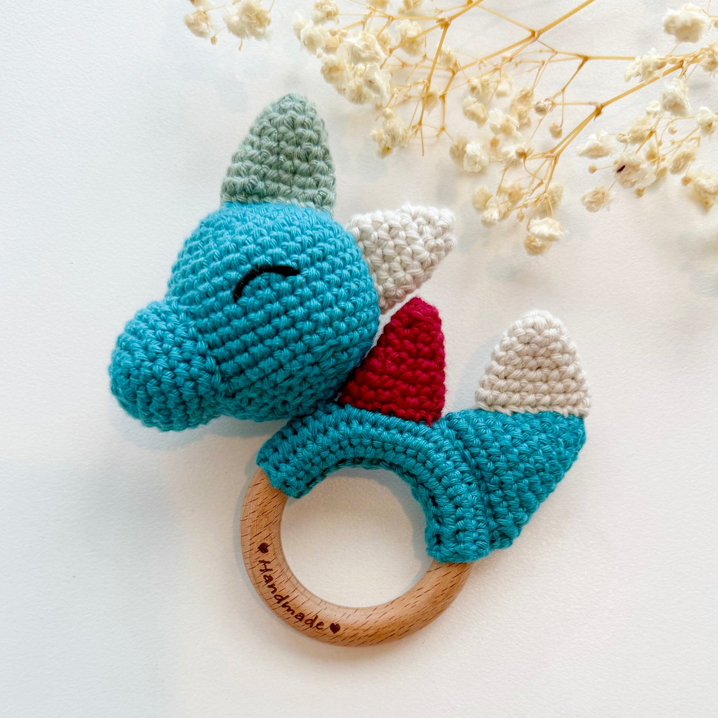 Baby Rattle/ Teether -Rocco the Dino