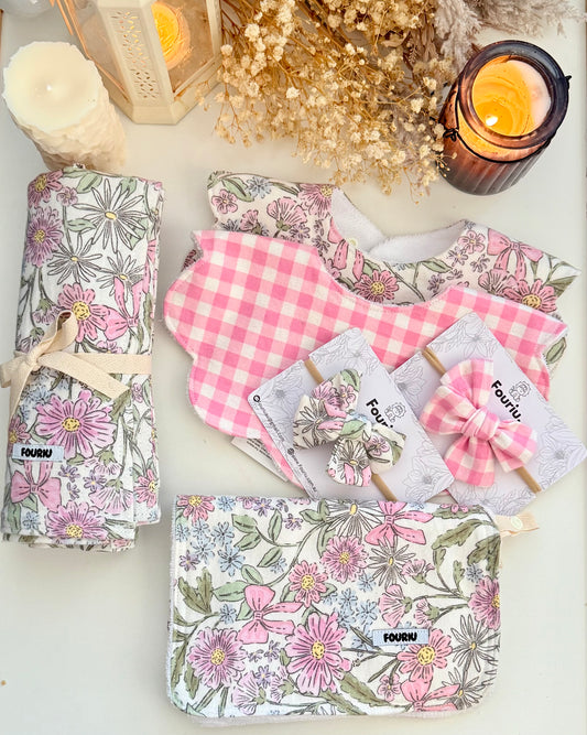 Handmade Baby Essential Gift Set- Pink Magnolia (FREE SHIPPING)
