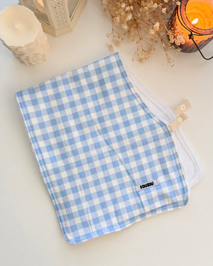 Handmade 2 in 1 Burp Cloth- Light blue Gingham