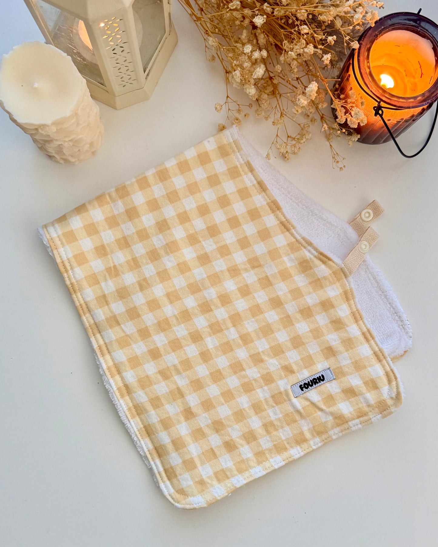 Handmade 2 in 1 Burp Cloth- Yellow Gingham