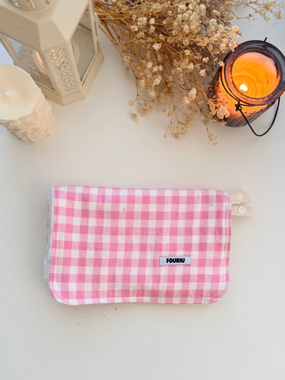 Handmade 2 in 1 Burp Cloth- Pink Gingham
