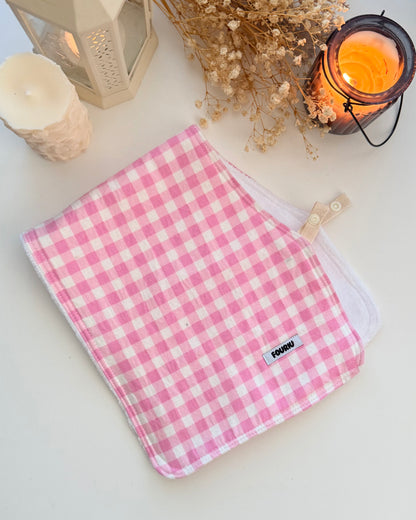 Handmade 2 in 1 Burp Cloth- Pink Gingham