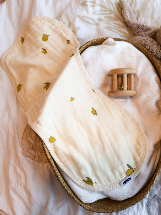 Organic Bamboo Cotton Baby Burp Cloth- Lemonyburp
