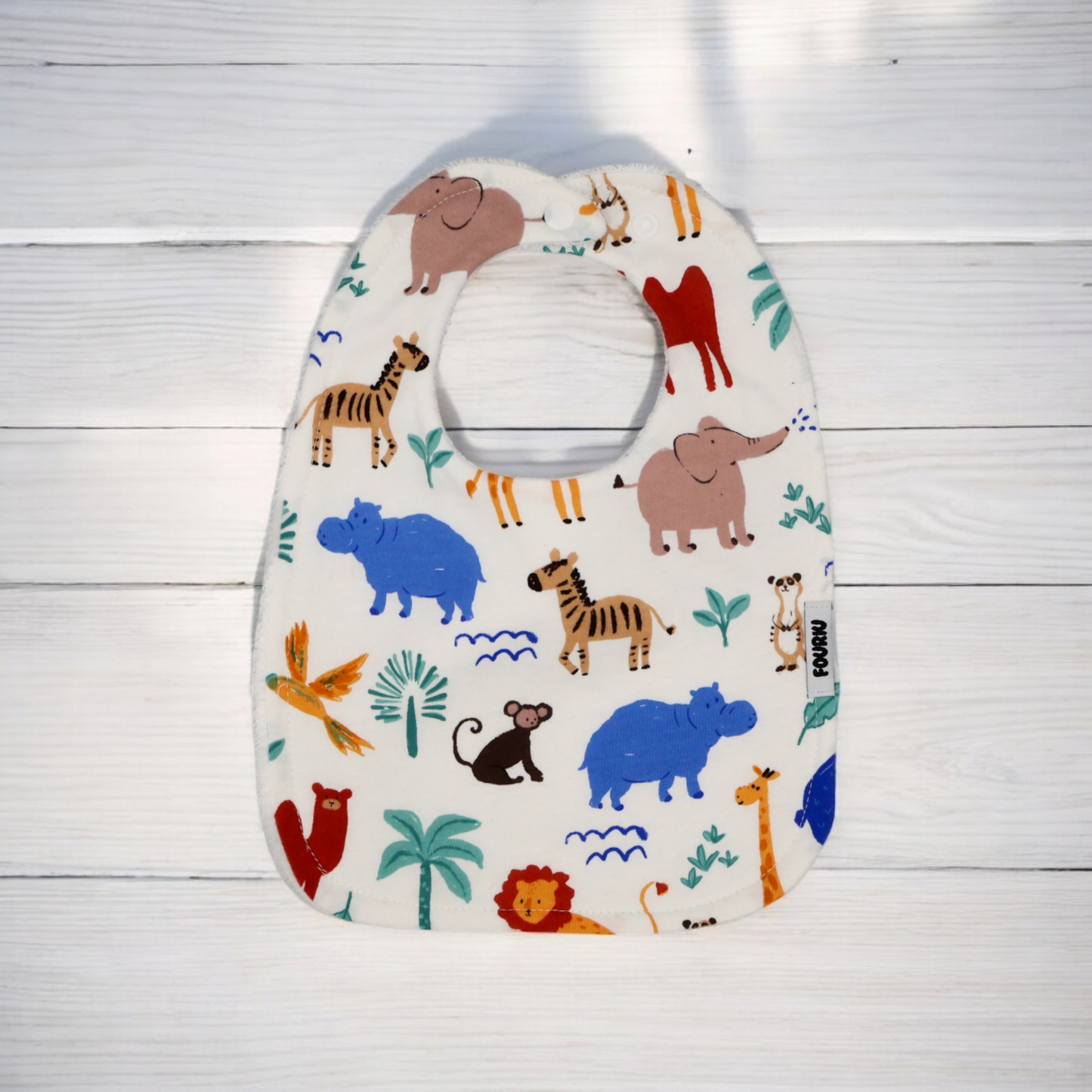 Fouriu Jersey Organic Cotton Bib- Safari Friends