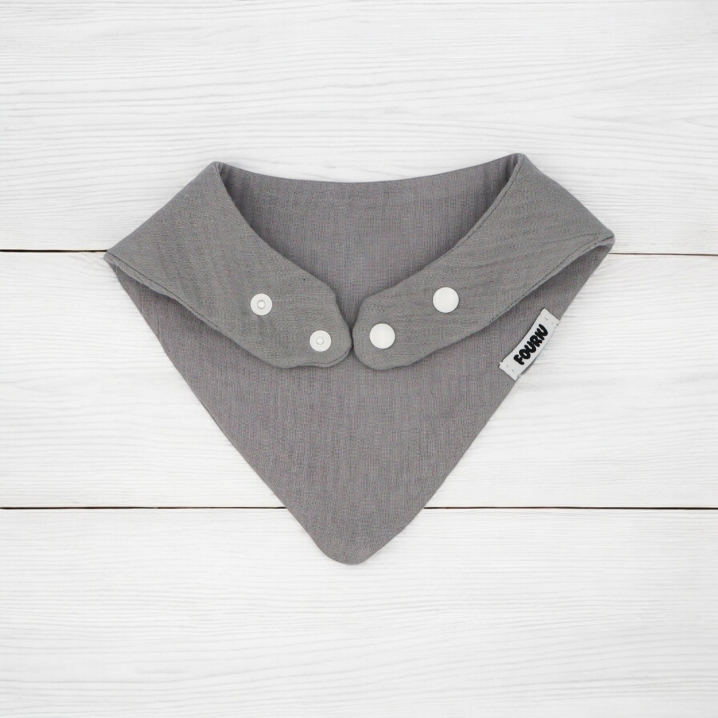 Fouriu Muslin Cotton Bandana Bib- Gray