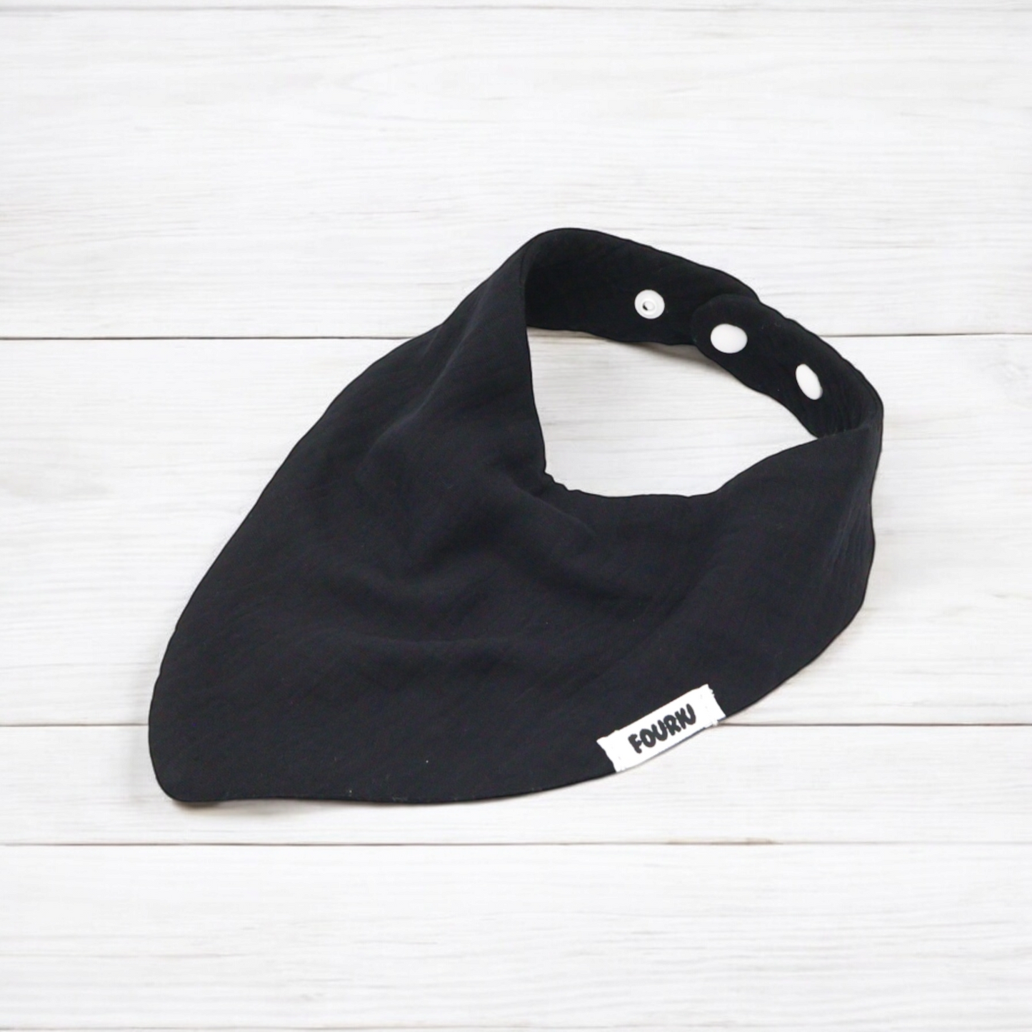 Fouriu Muslin Cotton Bandana Bib- Charcoal Black