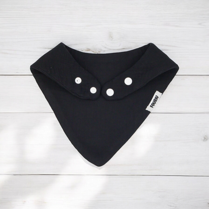 Fouriu Muslin Cotton Bandana Bib- Charcoal Black