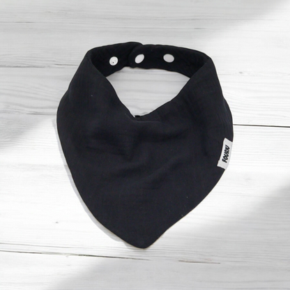 Fouriu Muslin Cotton Bandana Bib- Charcoal Black