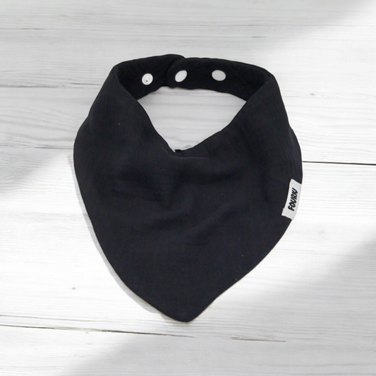 Fouriu Muslin Cotton Bandana Bib- Charcoal Black