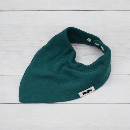 Fouriu Muslin Cotton Bandana Bib- Teal Green