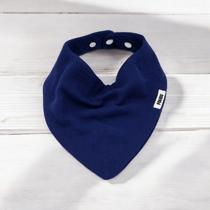 Fouriu Muslin Cotton Bandana Bib- Navy Blue