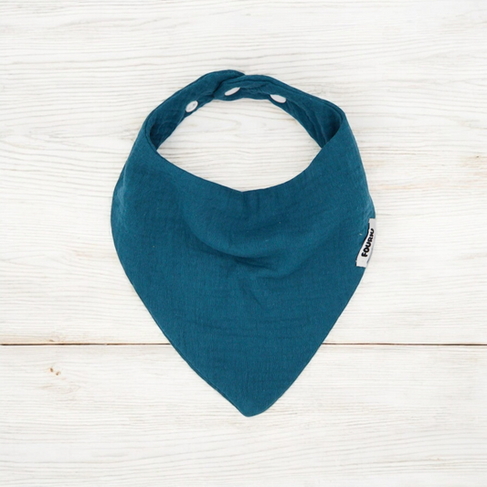 Fouriu Muslin Cotton Bandana Bib- Dark Teal Blue