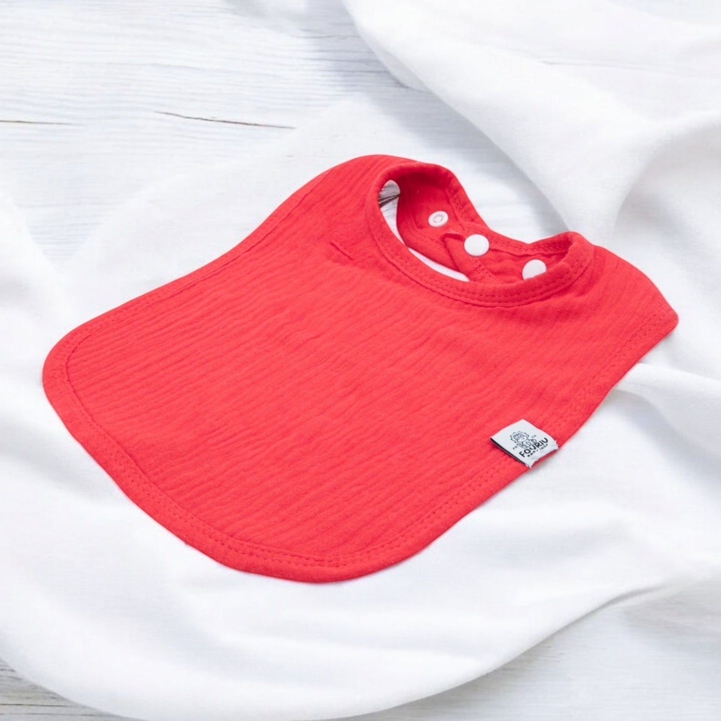 Fouriu Muslin Cotton Cuddle Bib- Peach Salmon