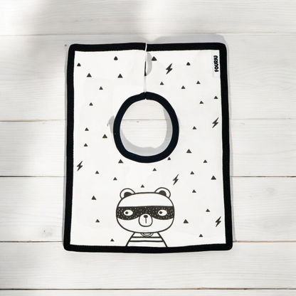 Fouriu Monochrome Baby Bib- Silly Bear
