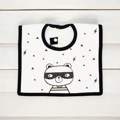 Fouriu Monochrome Baby Bib- Silly Bear