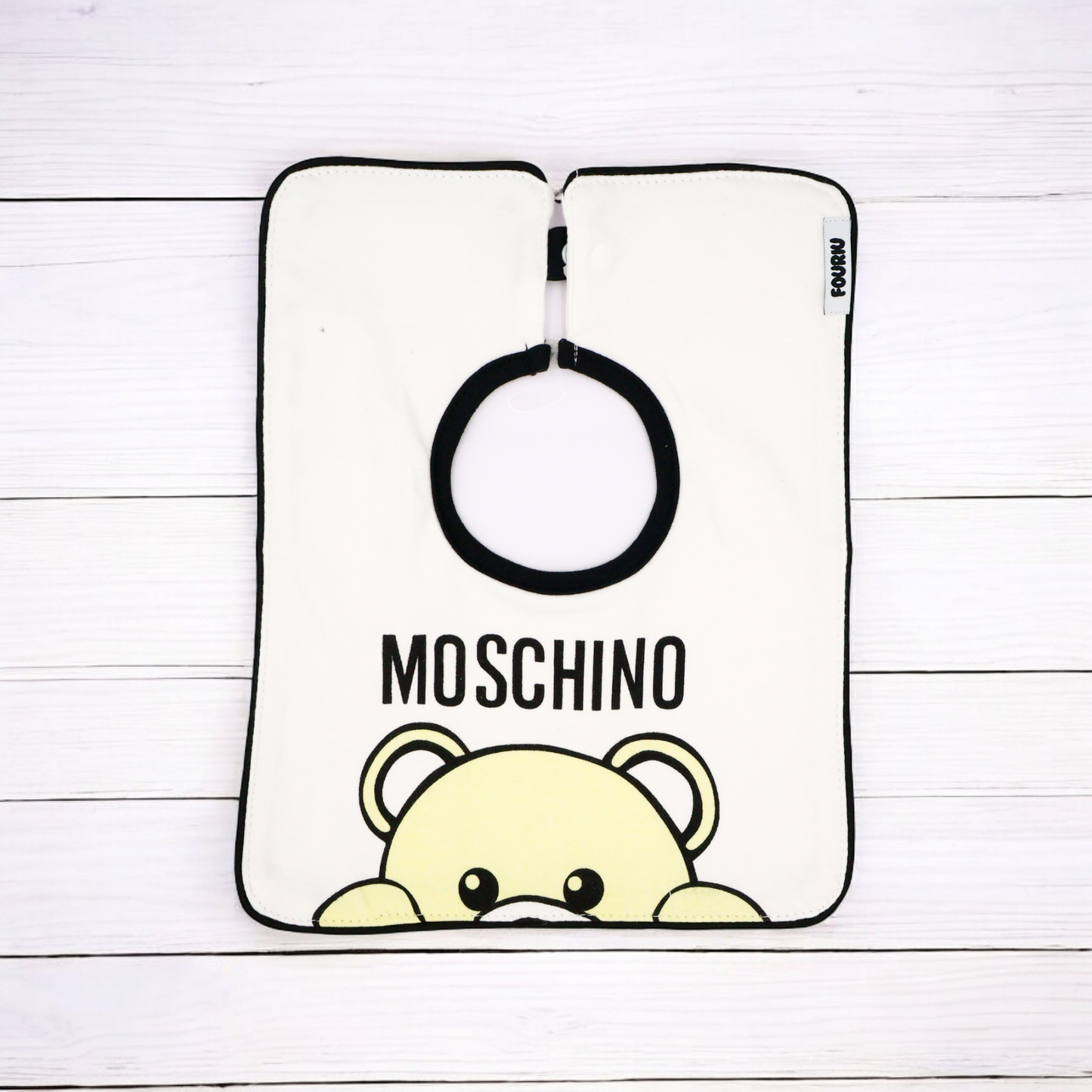 Fouriu Monchrome Baby Bib- Moschino Bear