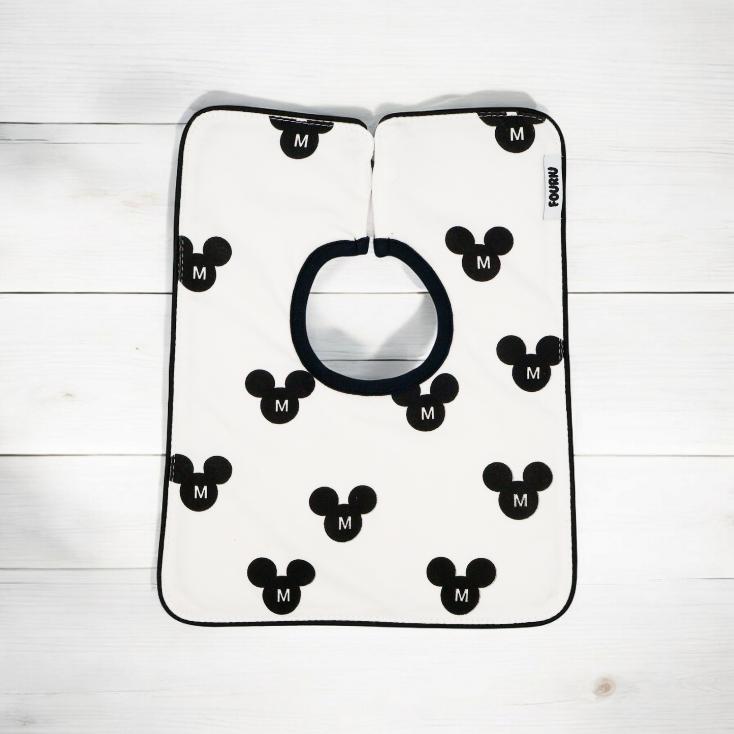 Fouriu Monochrome Baby Bib- Mickey Mouse