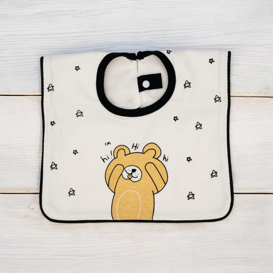Fouriu Monochrome Baby Bib- Cheeky Bear