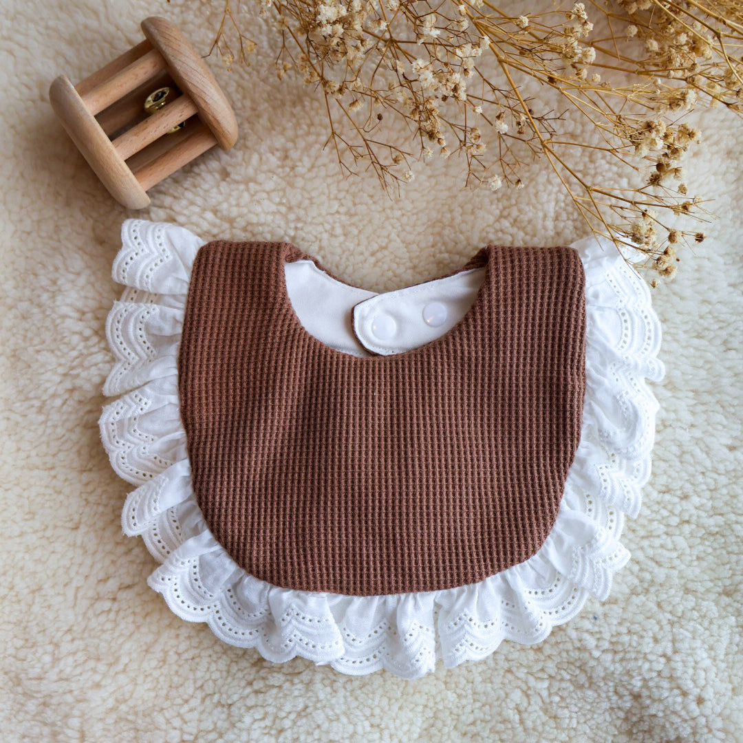 Sofia Frilly Bib- Brown Waffle