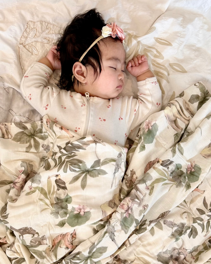 Fouriu Organic Bamboo Swaddle Blanket- Jungle Jaunt