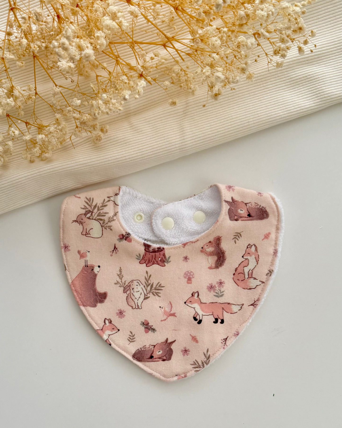 Little Henry Bib- Woodland Animals Nude ( UNISEX)